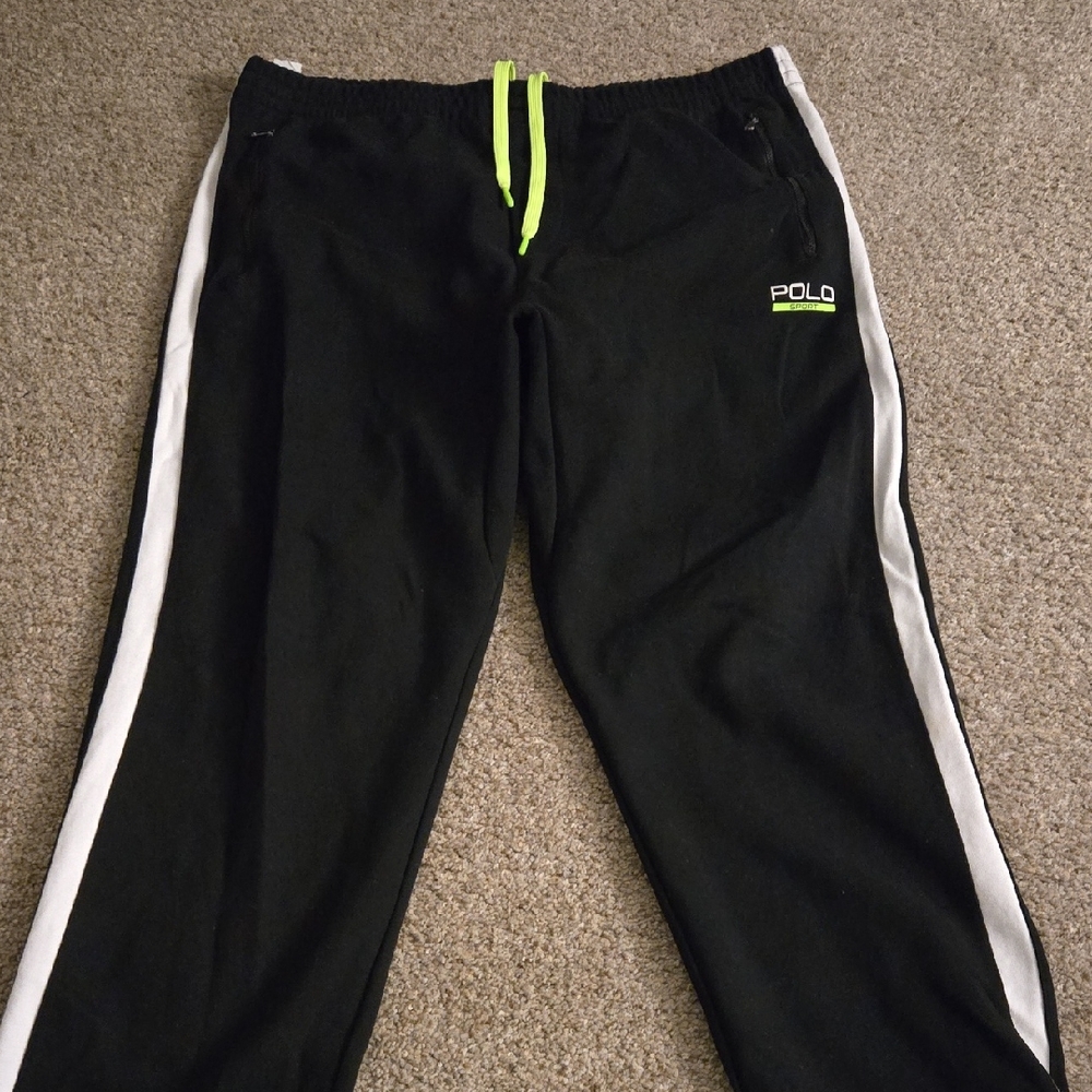 Polo by Ralph Lauren Black Joggers with White Stripes